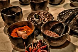 Spices in dishes