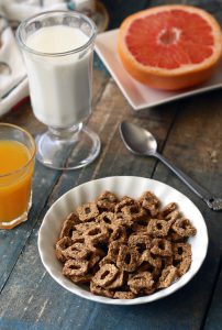 Fiber Cereal Grapefruit, Orange Juice, and Milk