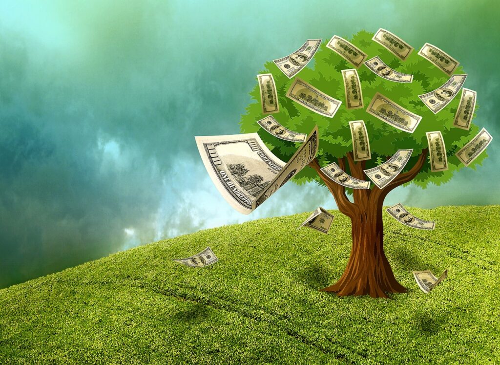 Money Flying Off of a Tree